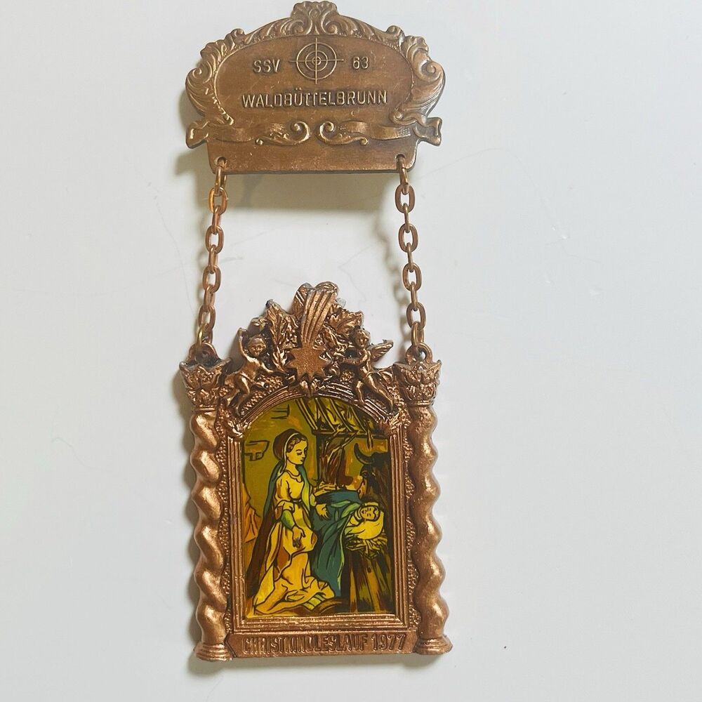 Waldbuttelbrunn SSV 63 Commemorative Medal 1977 Copper Color Mary & Baby Jesus